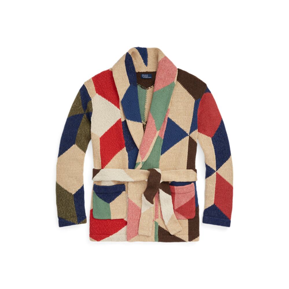 Ralph Lauren Red and Blue Geometric Cardigan Sweater